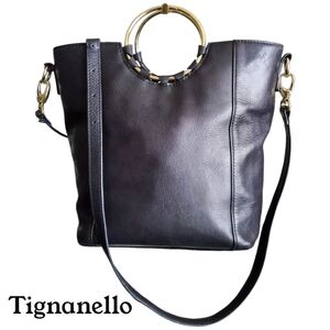 Tignanello Lucca Navy Blue Leather Bag